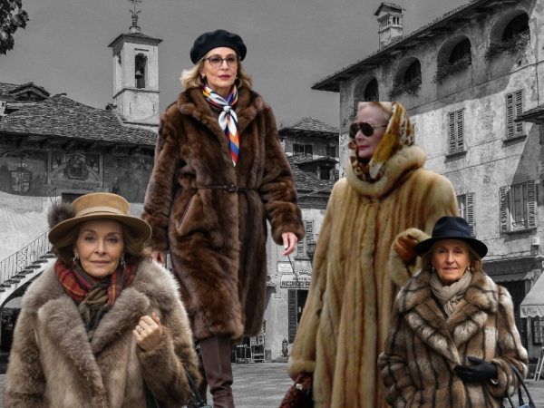 Szeles időben bundát viselő nők